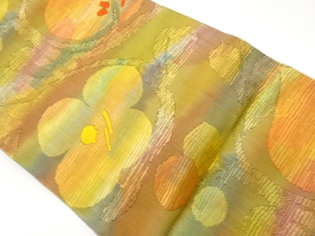 本場筑前博多実に花葉模様織出し名古屋帯